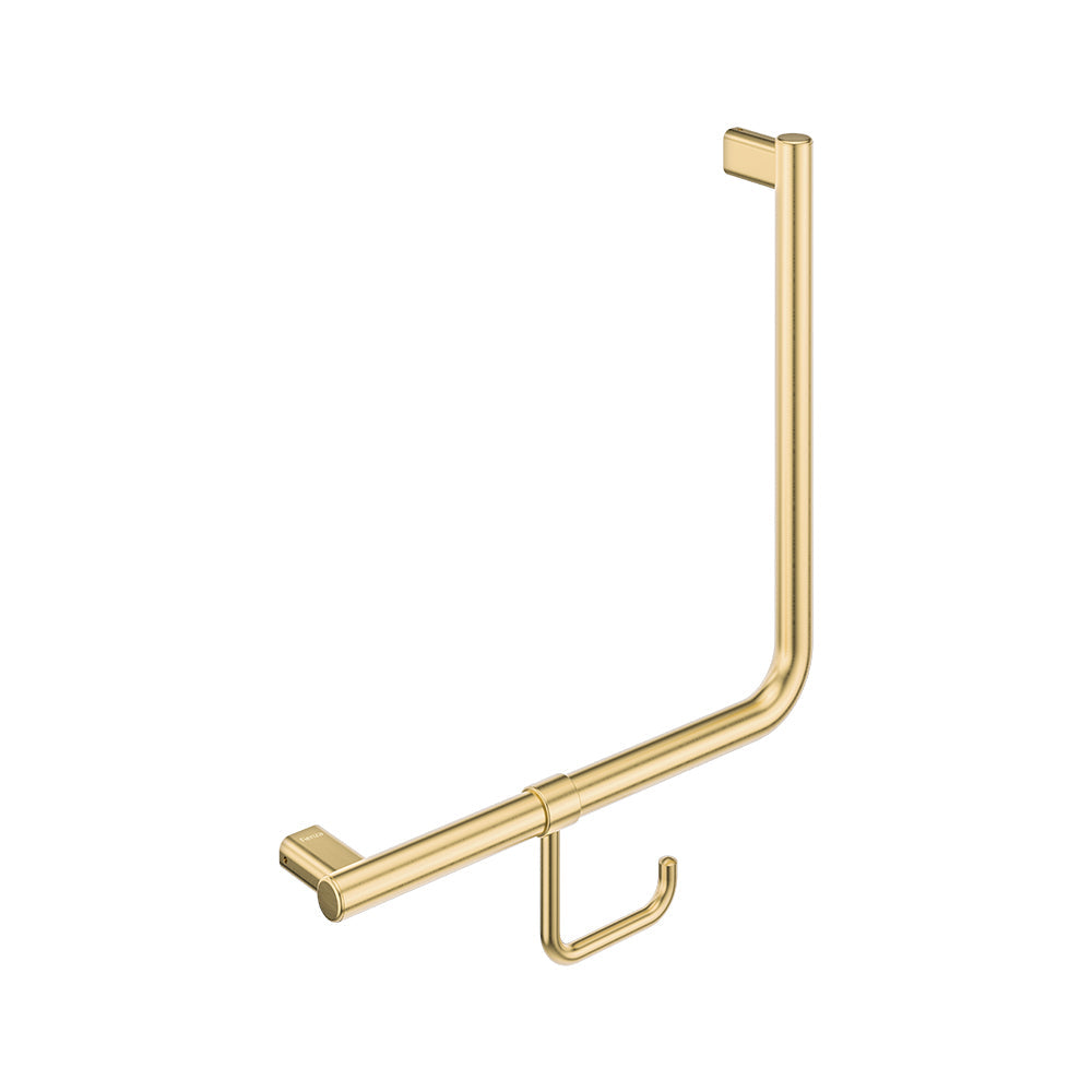 90° Care Slimline Ambulant Care Hand Grab Rail, Urban Brass