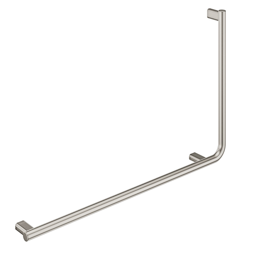 90° Care Slimline Left-Hand Grab Rail, Brushed Nickel