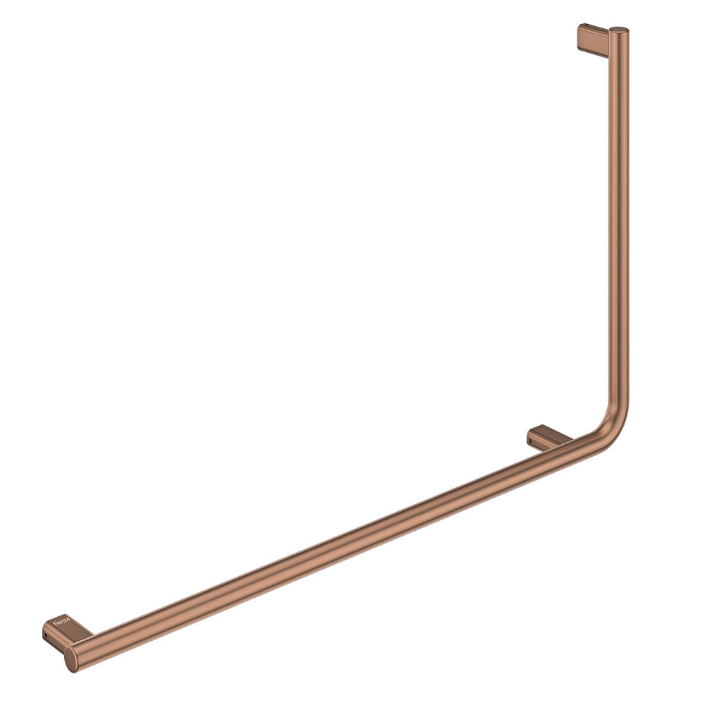 90° Care Slimline Left-Hand Grab Rail, Brushed Copper