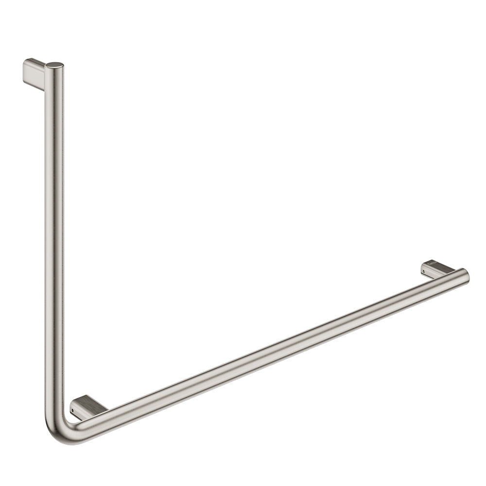 90° Care Slimline Right-Hand Grab Rail, Brushed Nickel