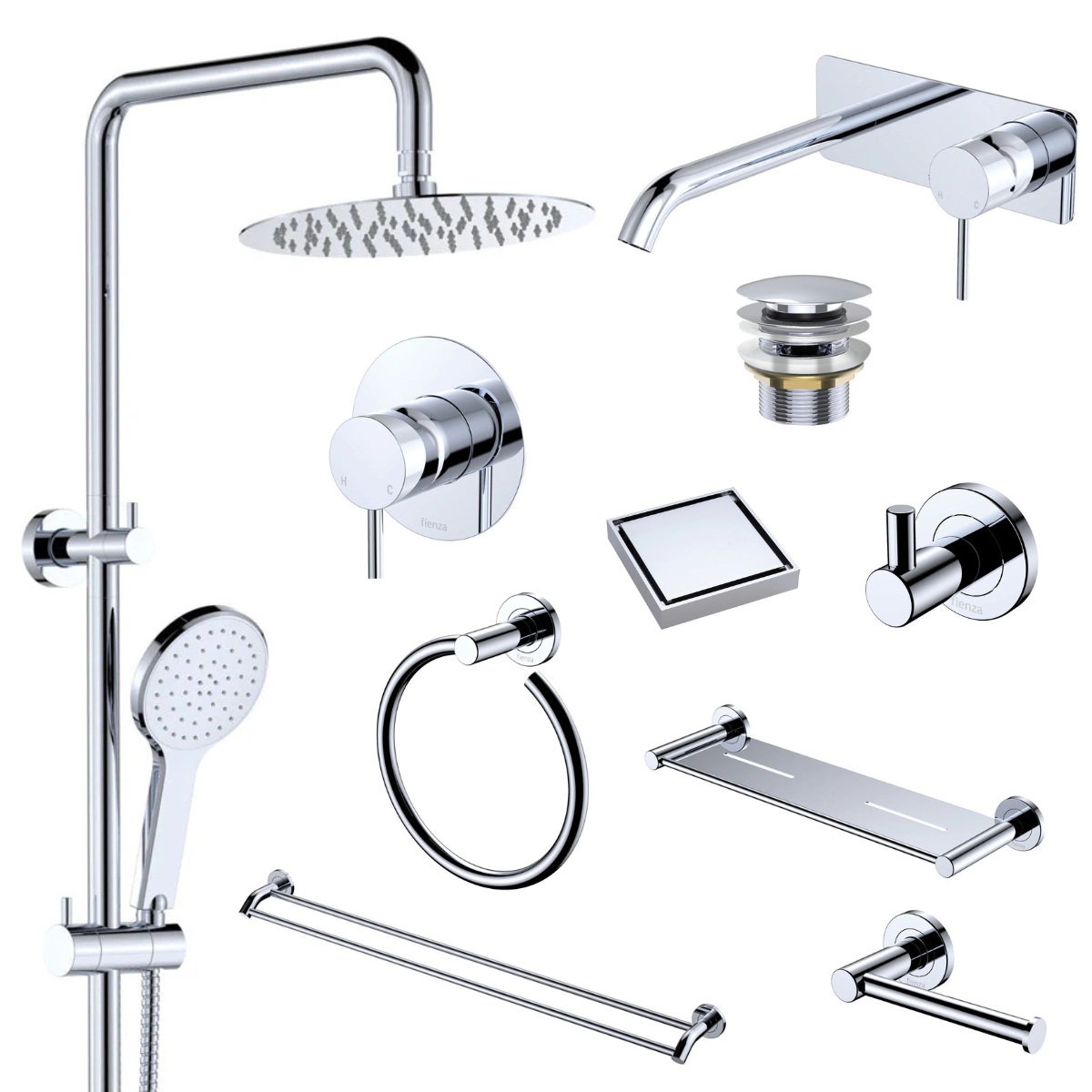 Fienza Kaya Bathroom 10 Piece Package – Chrome - Blue Bathware