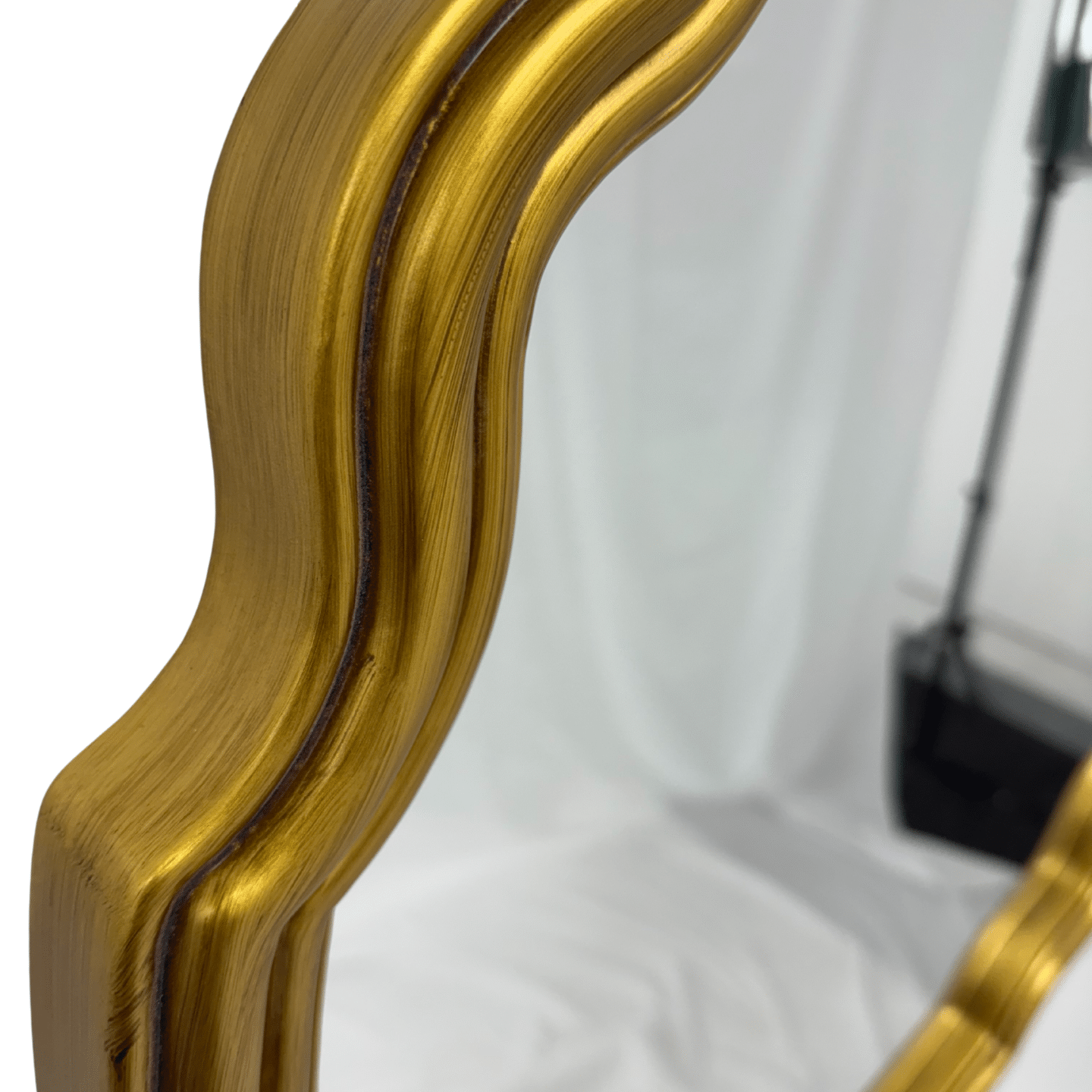 Wavy Sunburst Vintage Mirror 80cm Gold Round Wall Mount PU Frame