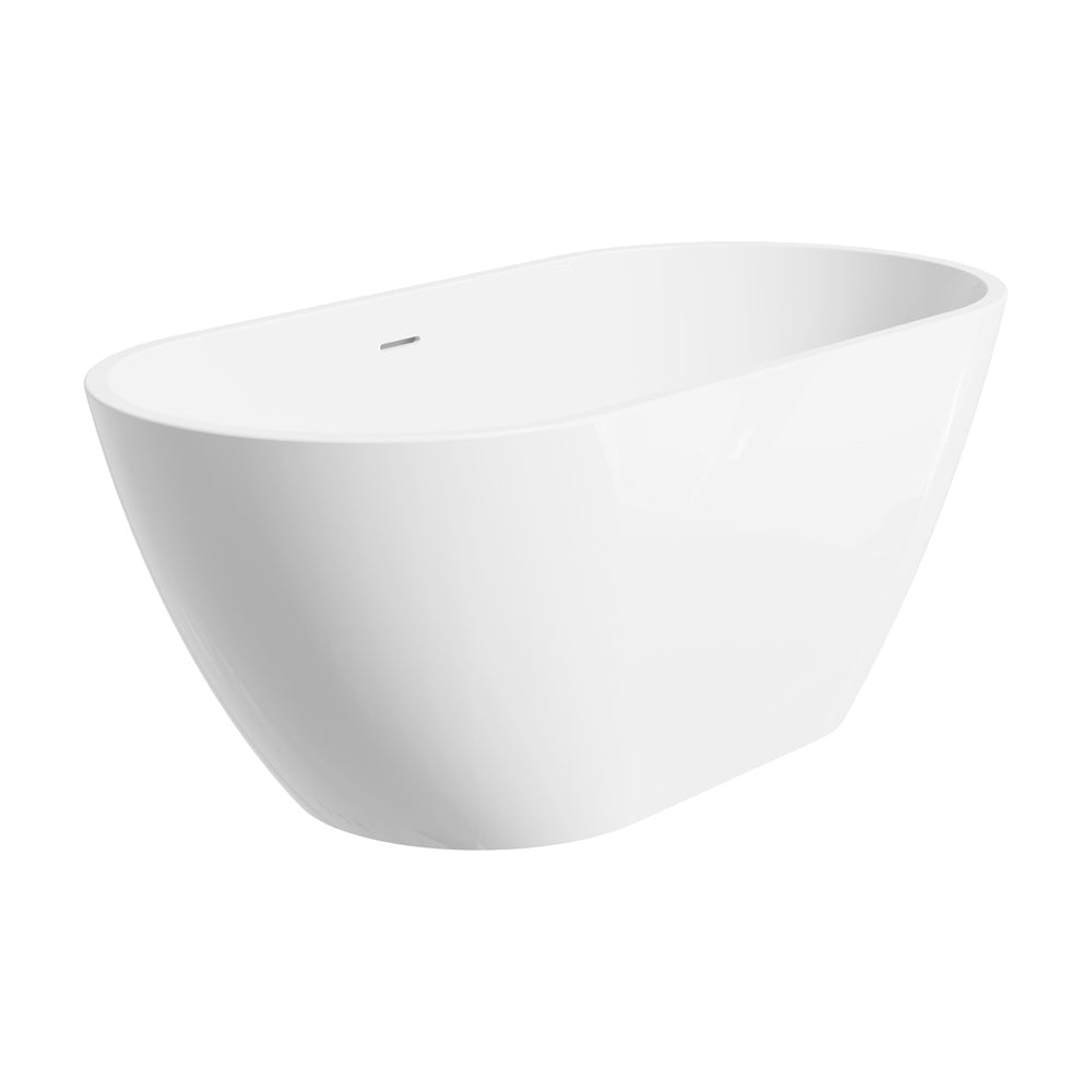 Koko Freestanding Acrylic Bath with Overflow, 1500mm, Gloss White 