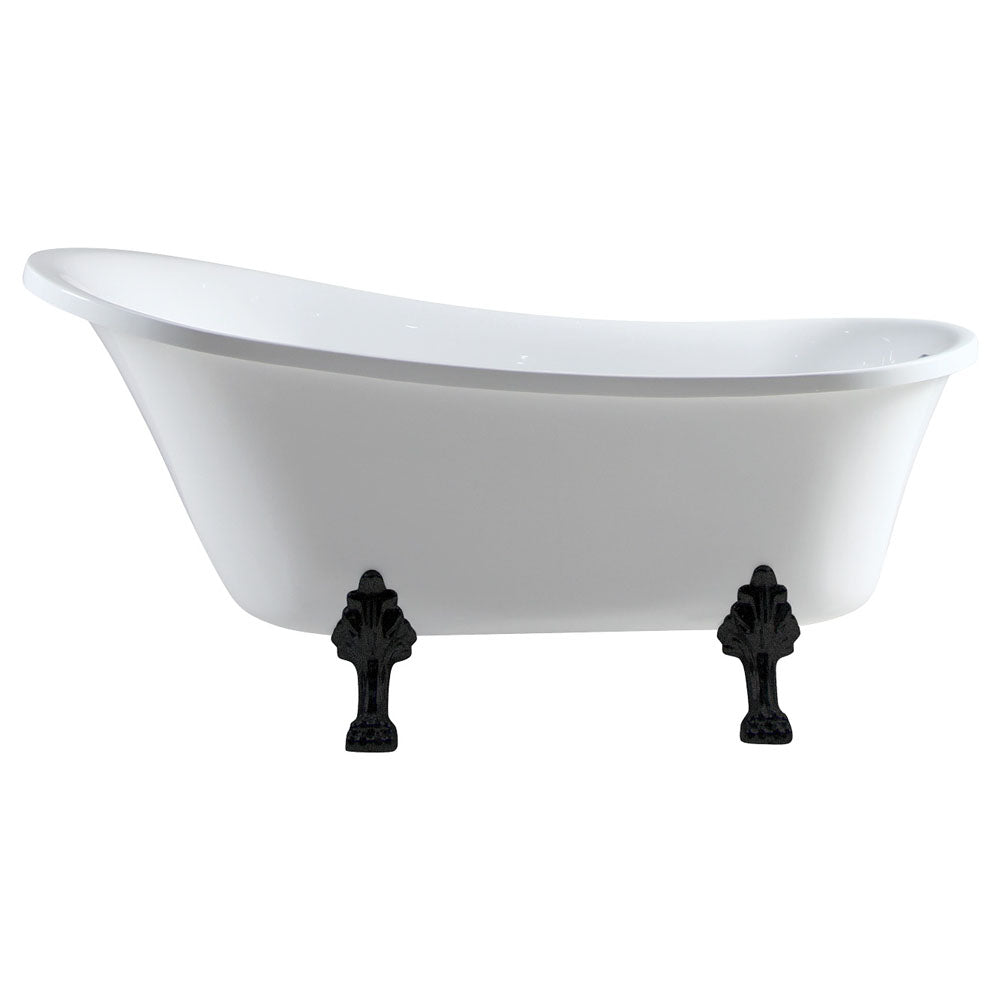 Clawfoot Freestanding Acrylic Bath, Matte Black Feet