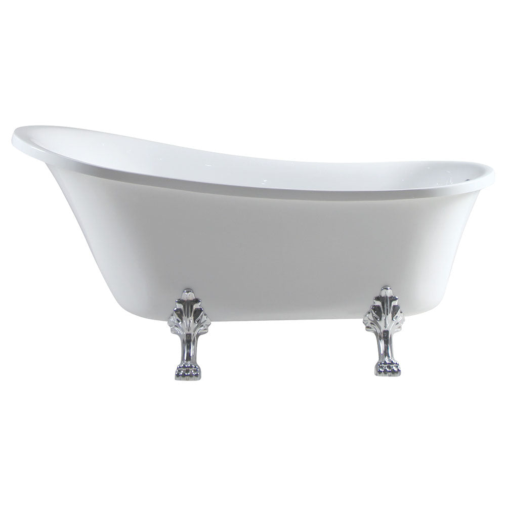Clawfoot Freestanding Acrylic Bath, Chrome Feet