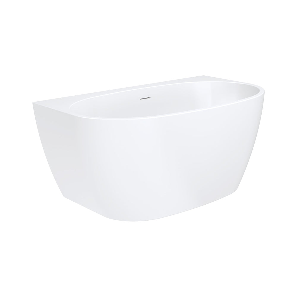 Keeto Back-To-Wall Acrylic Bath with Overflow, 1300mm