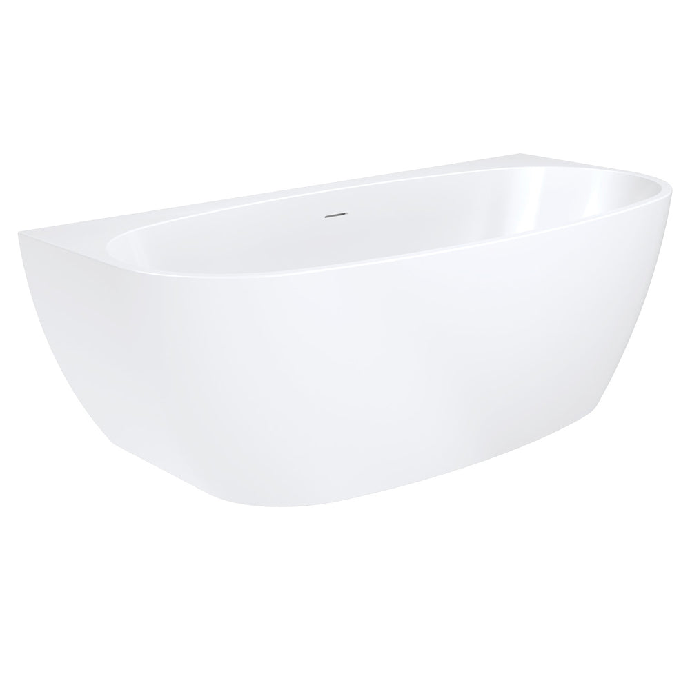 Keeto Back-To-Wall Acrylic Bath with Overflow, 1700mm