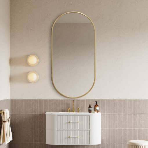 Gold Framed Oval Wall Mirror – 60 x 120cm Classic Decorative Design