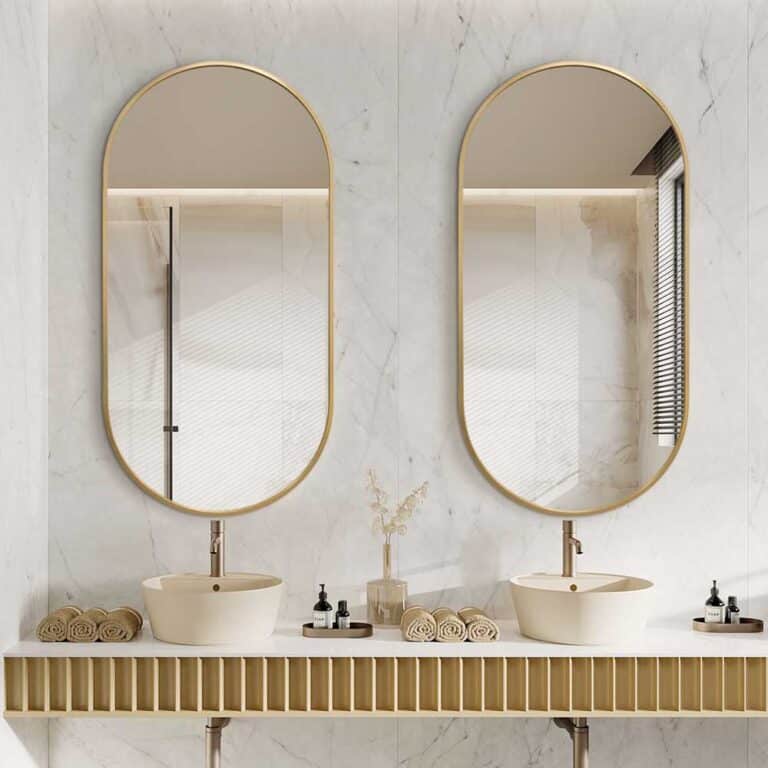 Gold Framed Oval Wall Mirror – 60 x 120cm Classic Decorative Design