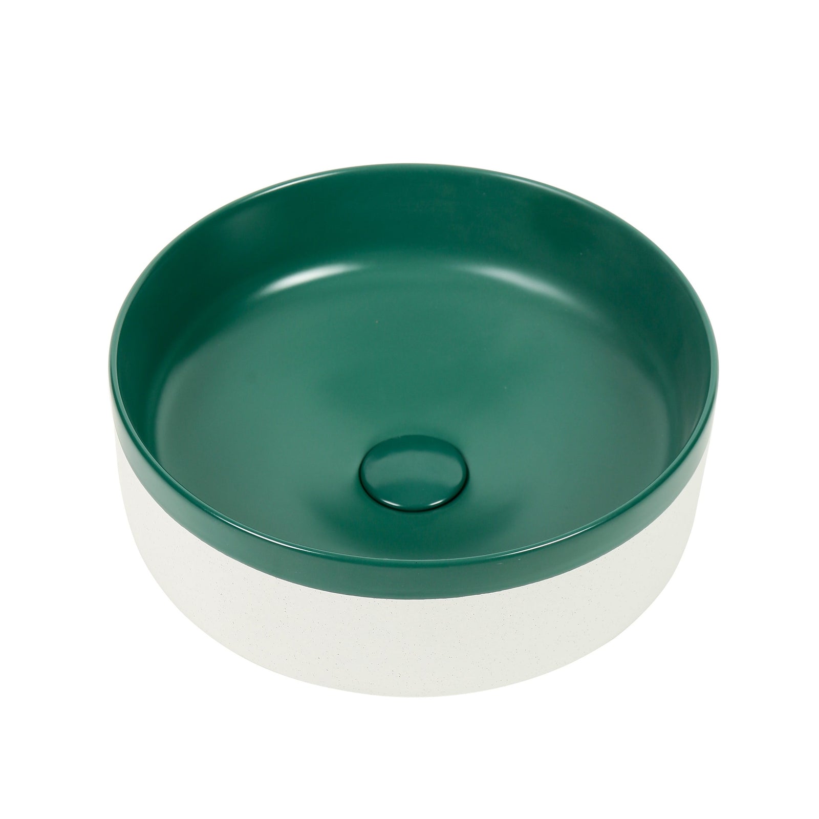 Colour Plus-37 Round Above-Counter Basin – Matte Green at Blue Bathware