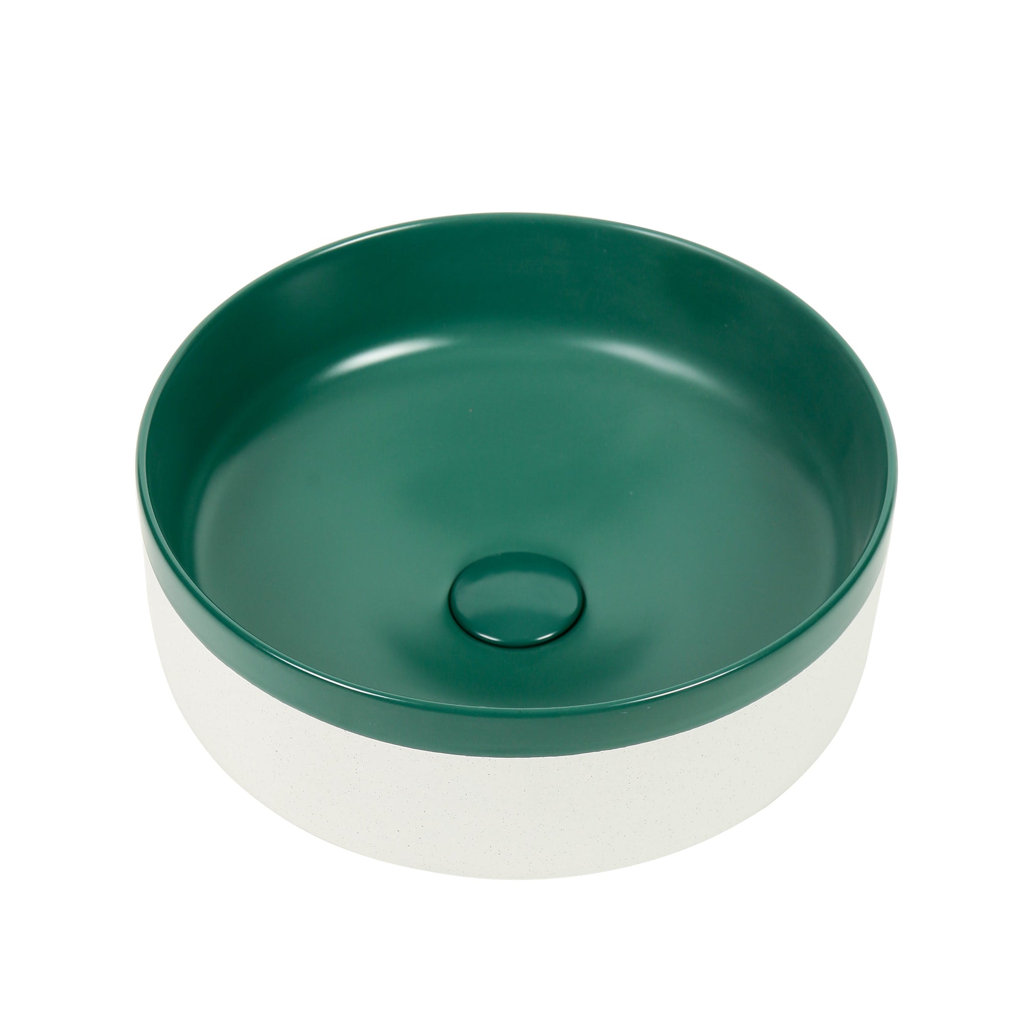 Colour Plus-37 Round Above-Counter Basin – Matte Green at Blue Bathware