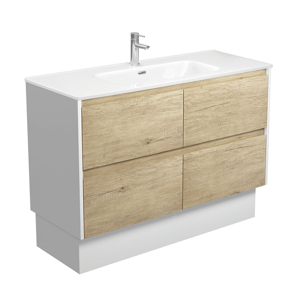 Joli Amato 1200 Scandi Oak Vanity On Kick, Satin White Panels