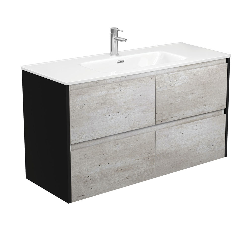 Joli Amato 1200 Industrial Wall-Hung Vanity, Satin Black Panels