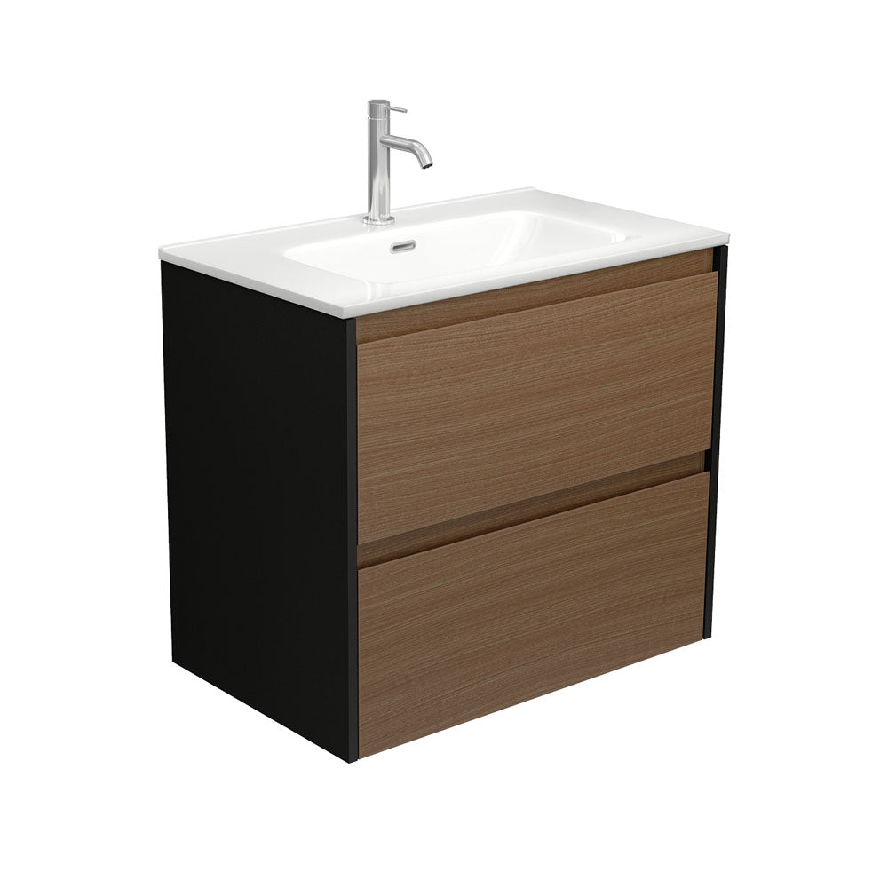 Joli Amato 750 Walnut Wall Hung Vanity, Satin Black Panels