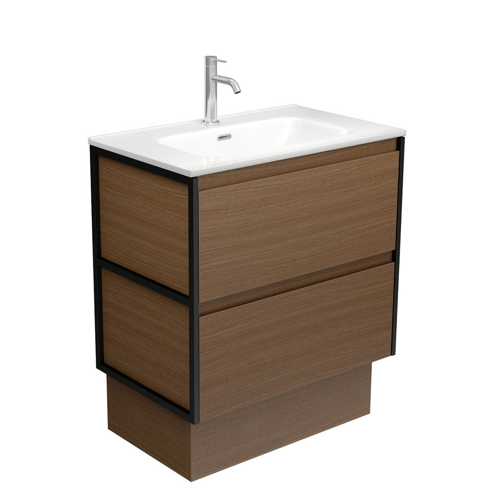 Joli Amato 750 Walnut Vanity On Kick, Matte Black Frames