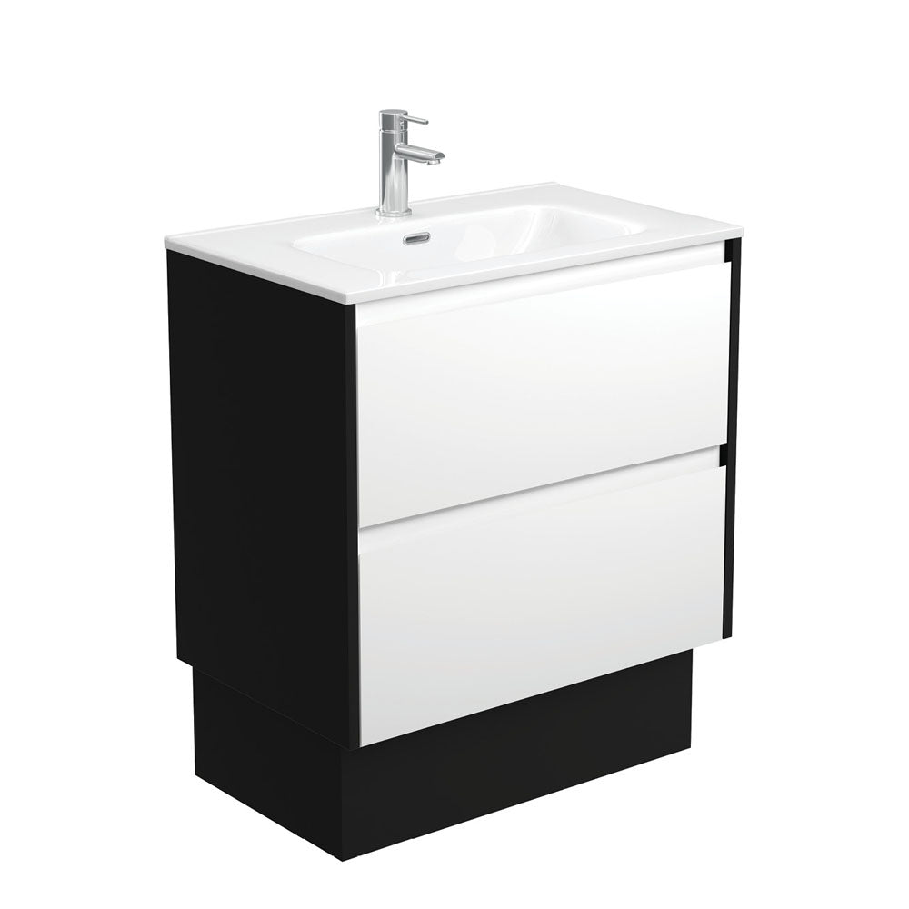 Joli Amato 750 Satin White Vanity On Kick, Satin Black Panels