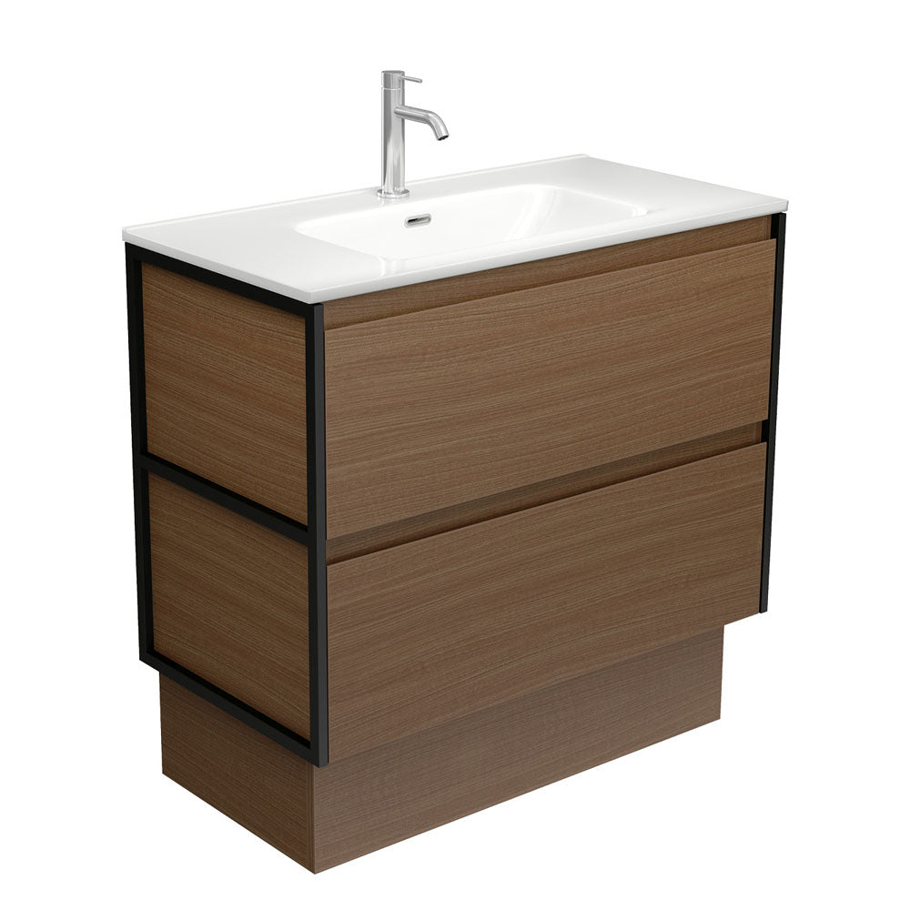Joli Amato 900 Walnut Vanity On Kick, Matte Black Frames