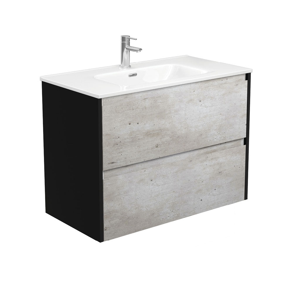 Joli Amato 900 Industrial Wall-Hung Vanity, Satin Black Panels