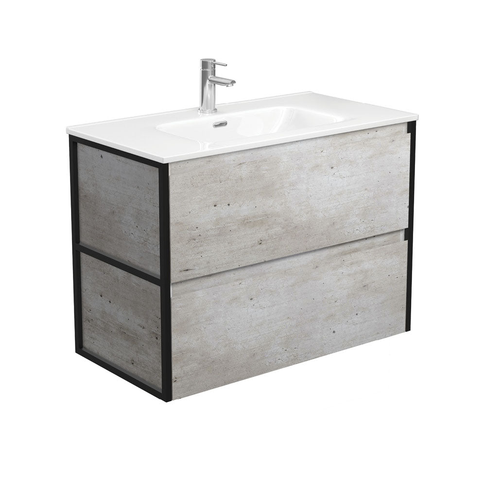 Joli Amato 900 Industrial Wall-Hung Vanity, Matte Black Frames