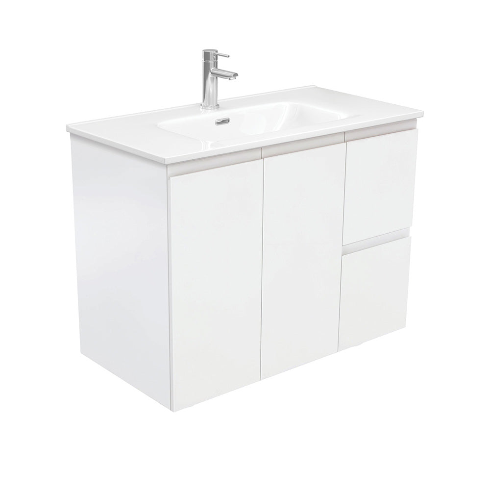 Joli Fingerpull Satin White 900 Wall-Hung Vanity