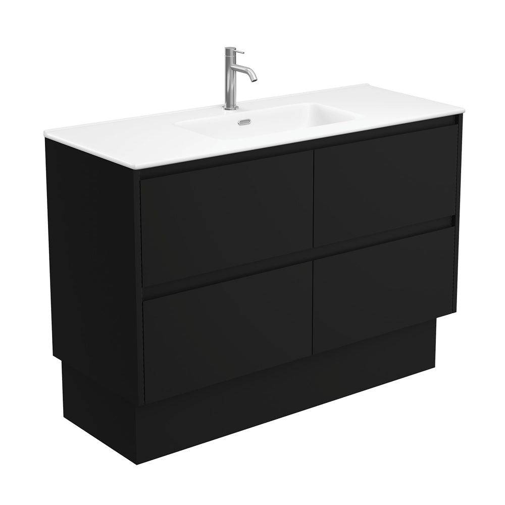 Joli Matte Amato Satin Black 1200 Vanity On Kickboard with Satin Black Panels