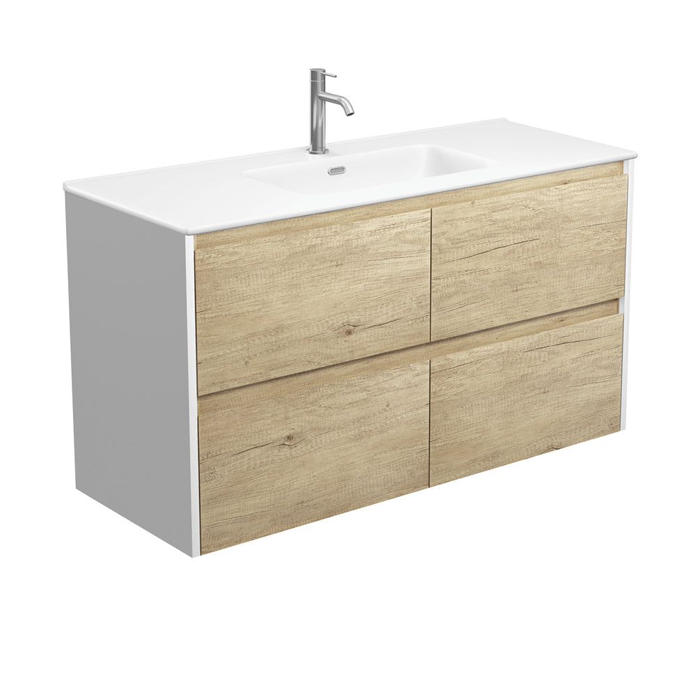 Joli Matte Amato Scandi Oak 1200 Wall Hung Vanity with Satin White Panels
