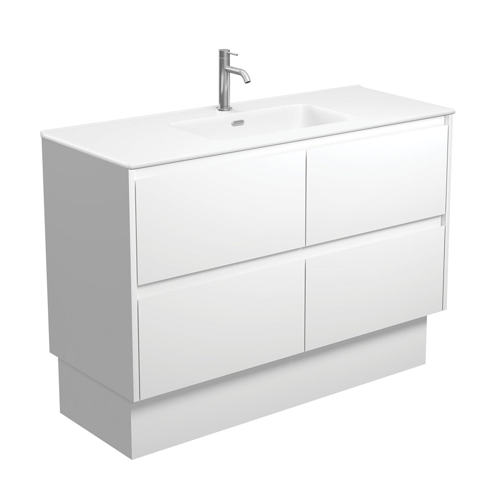 Joli Matte Amato Satin White 1200 Vanity On Kickboard with Satin White Panels
