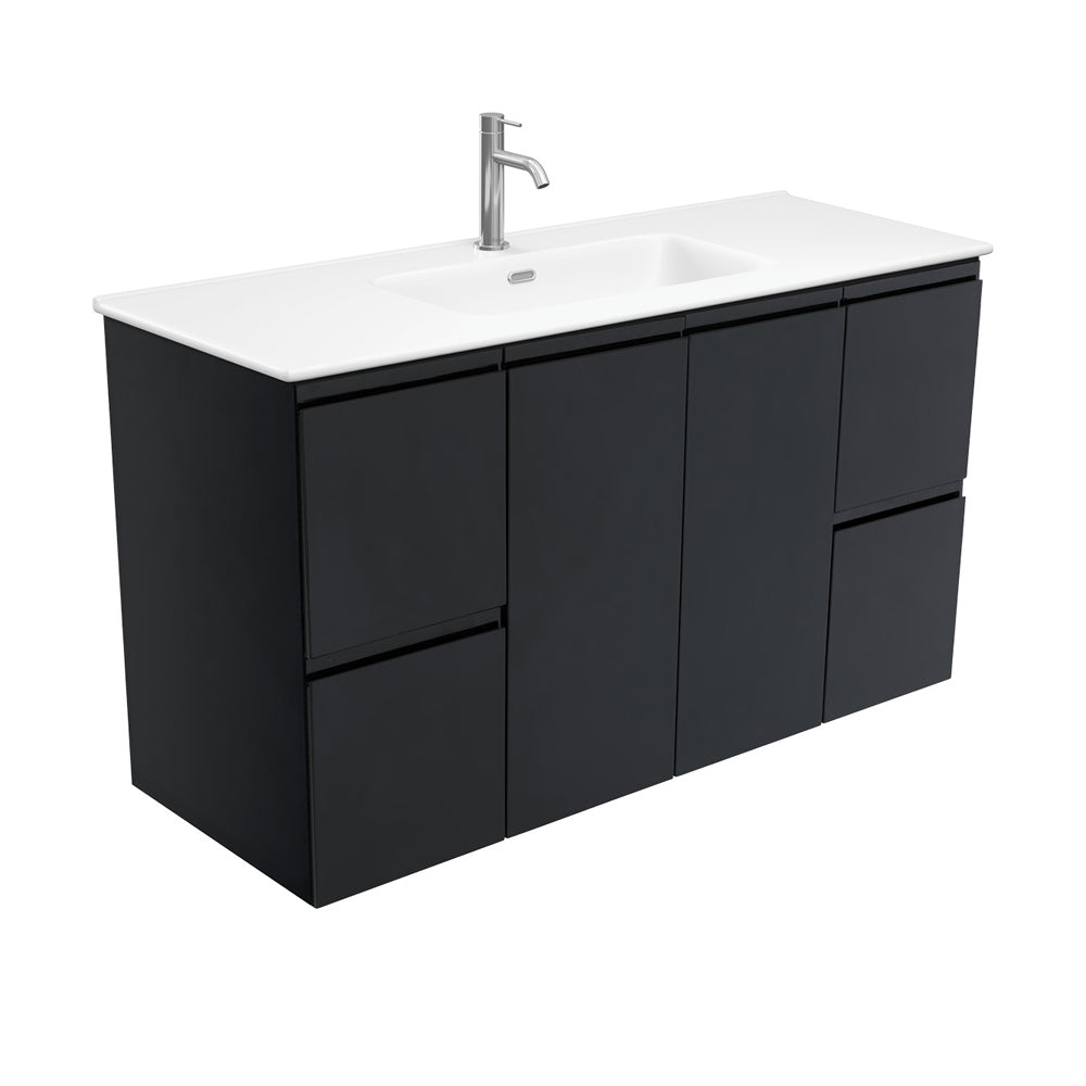 Joli Matte Fingerpull Satin Black 1200 Wall Hung Vanity