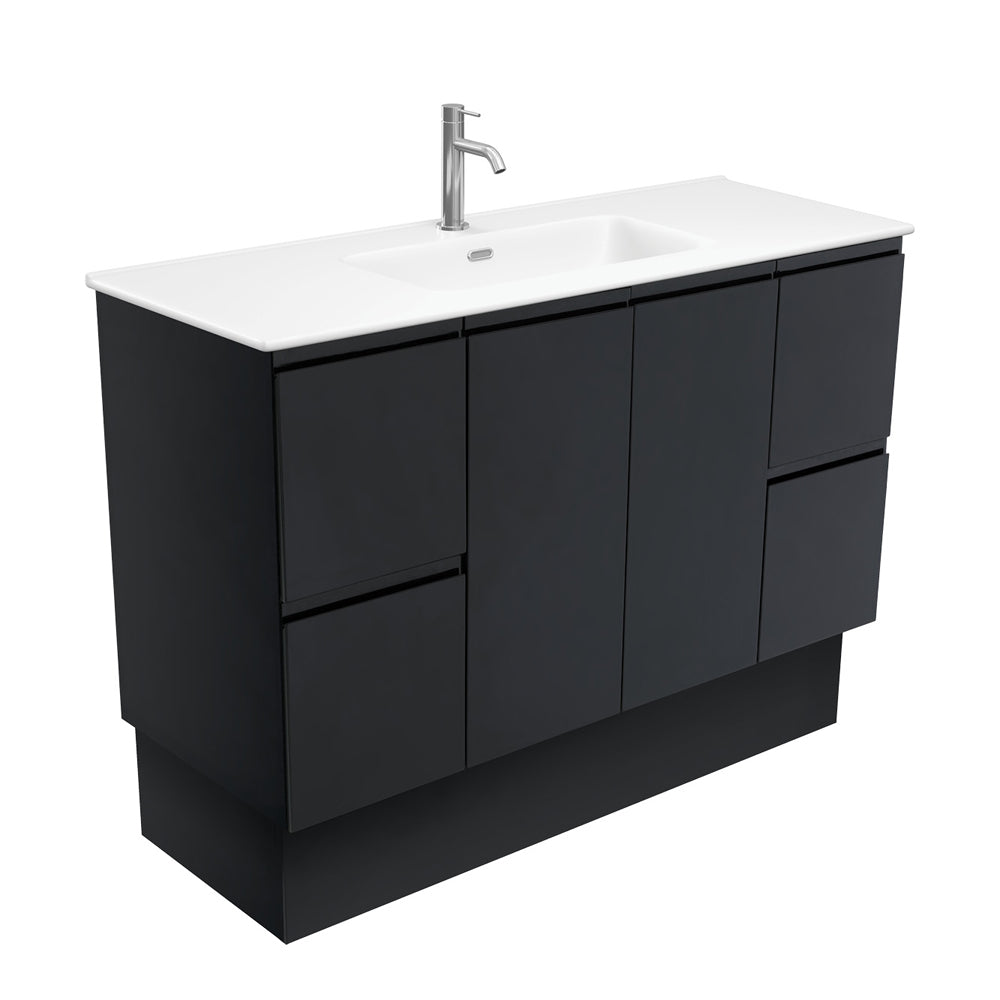 Joli Matte Fingerpull Satin Black 1200 Vanity On Kickboard