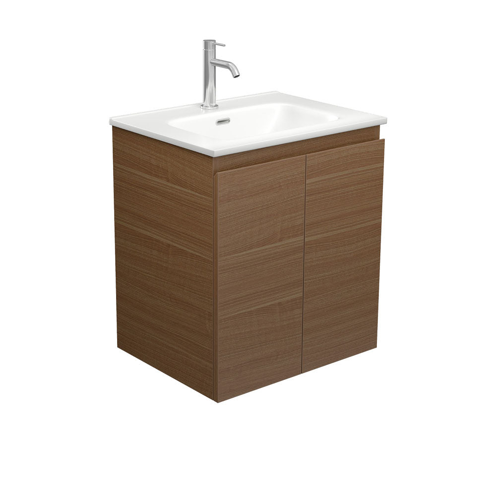 Joli Matte Edge Walnut 600 Wall Hung Vanity