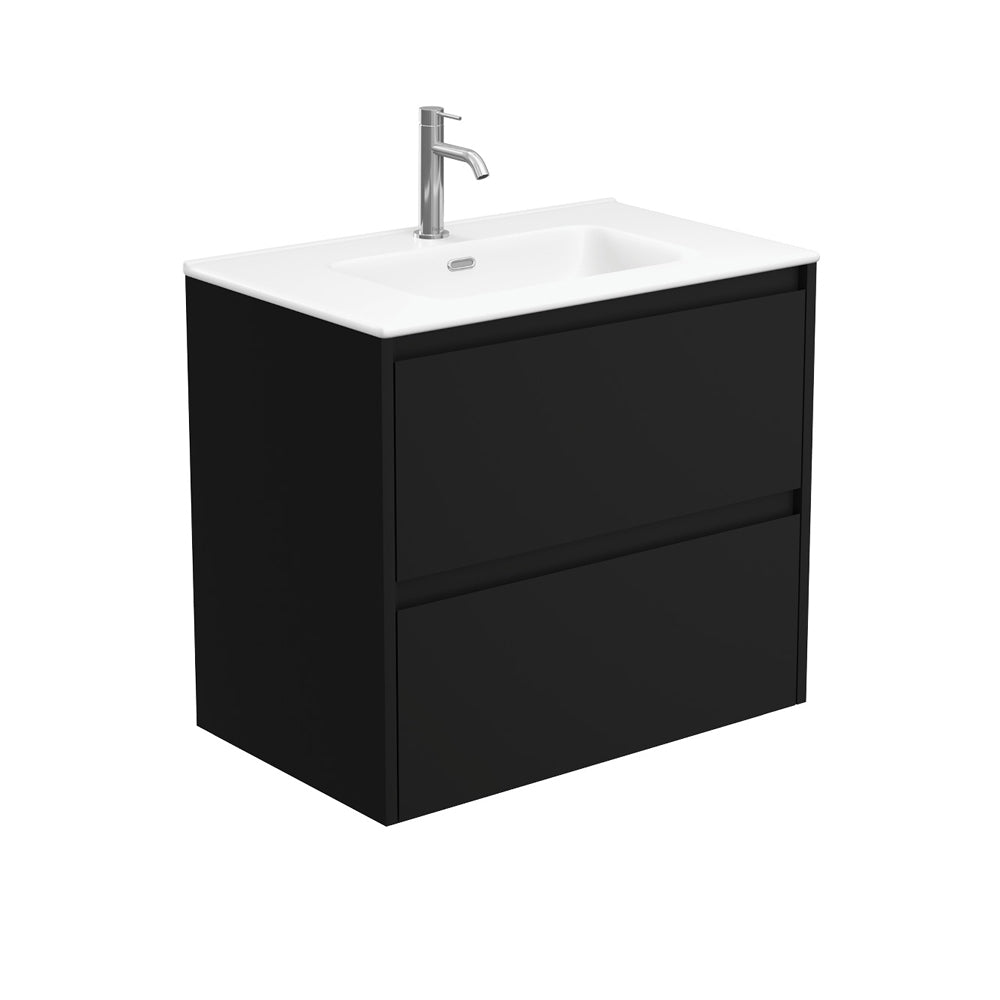 Joli Matte Amato Satin Black 750 Wall Hung Vanity with Satin Black Panels