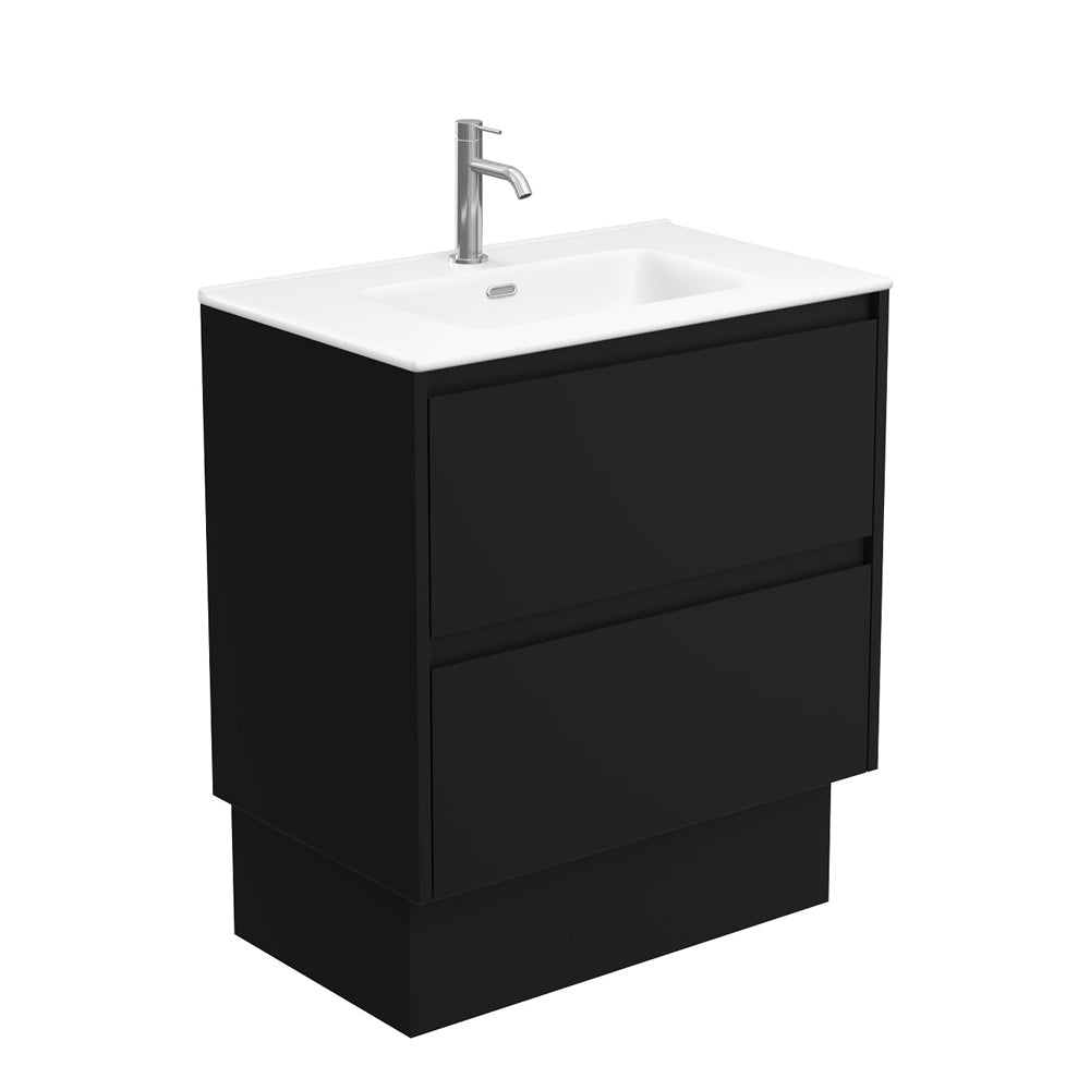 Joli Matte Amato Satin Black 750 Vanity On Kickboard with Satin Black Panels
