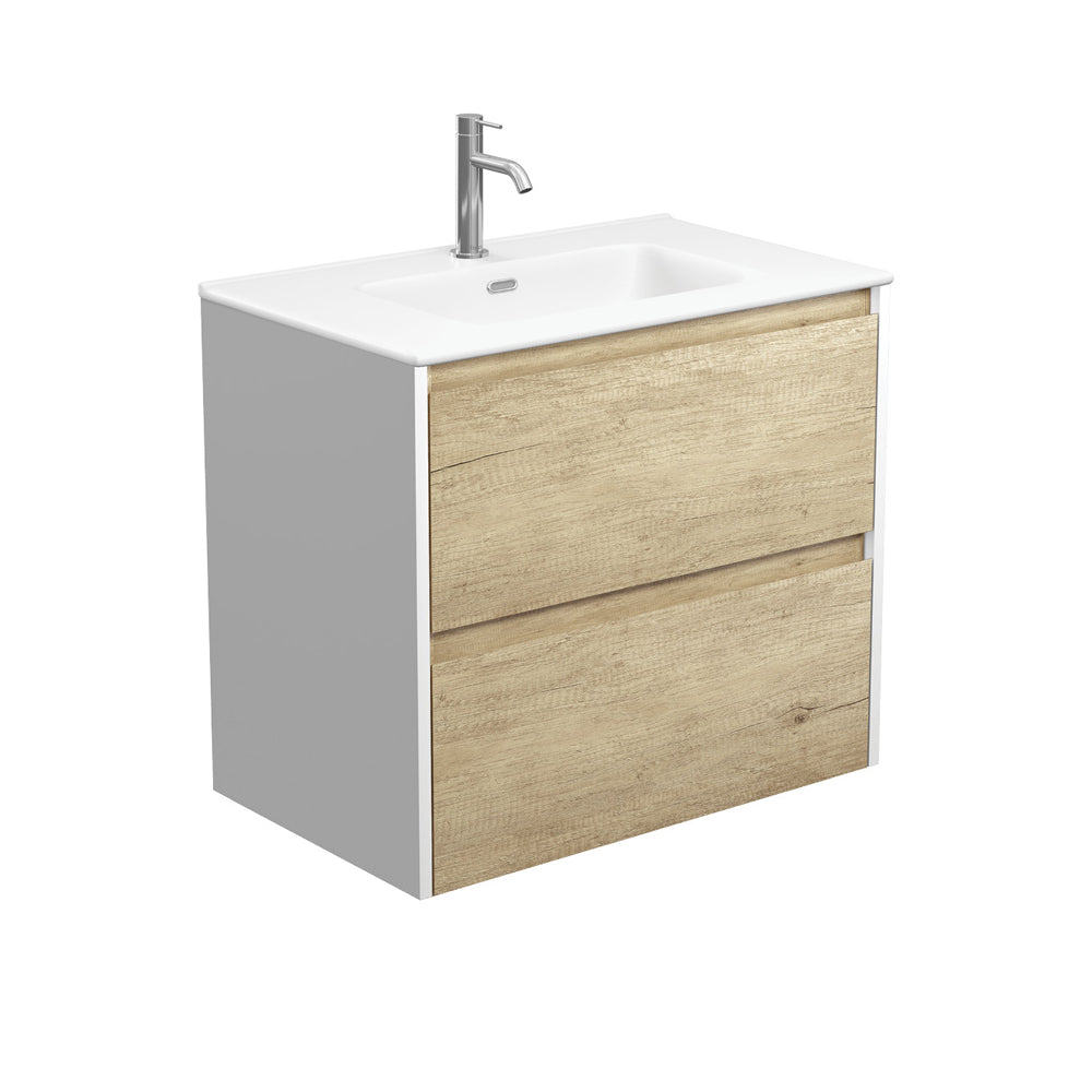 Joli Matte Amato Scandi Oak 750 Wall Hung Vanity with Satin White Panels