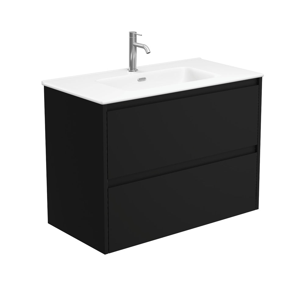 Joli Matte Amato Satin Black 900 Wall Hung Vanity with Satin Black Panels