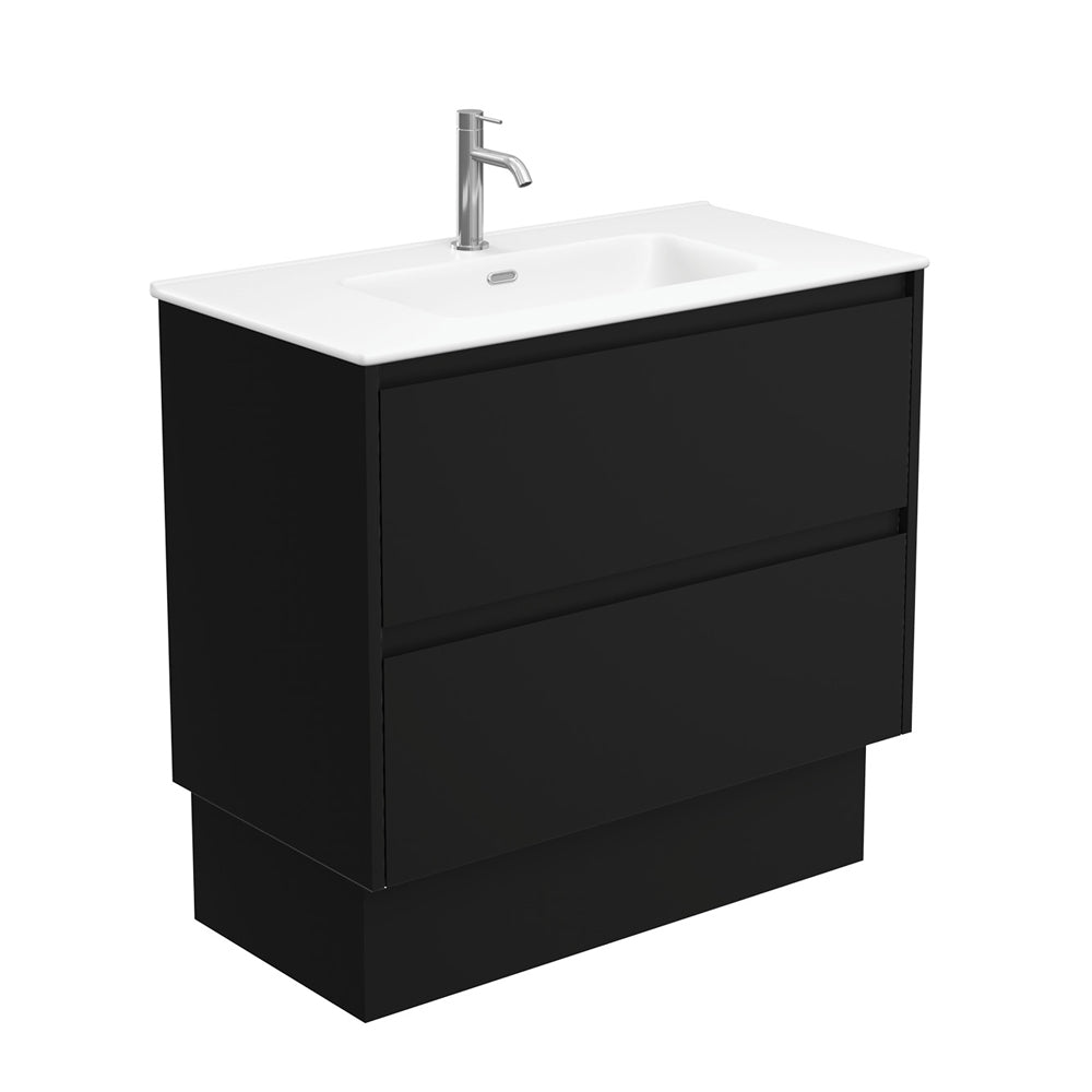 Joli Matte Amato Satin Black 900 Vanity On Kickboard with Satin Black Panels