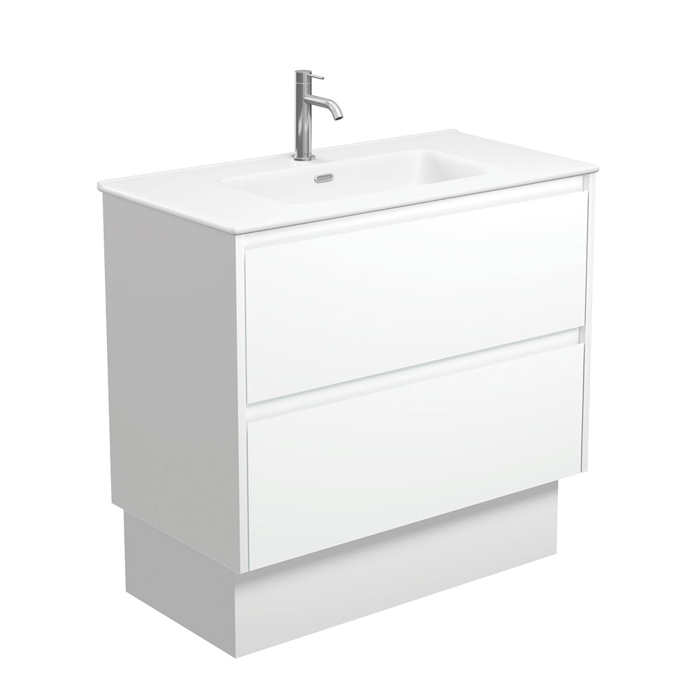 Joli Matte Amato Satin White 900 Vanity On Kickboard with Satin White Panels