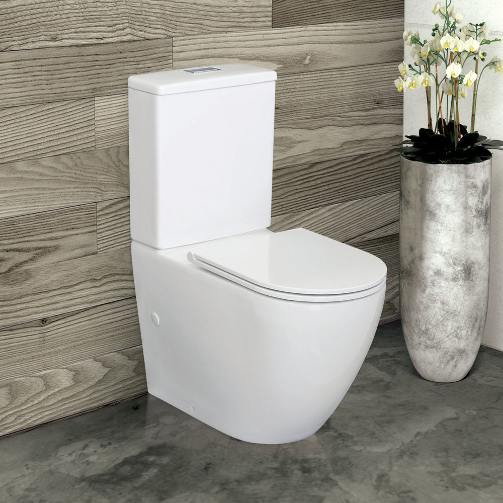 Alix Back-to-Wall Toilet Suite, Gloss White with Slim Seat