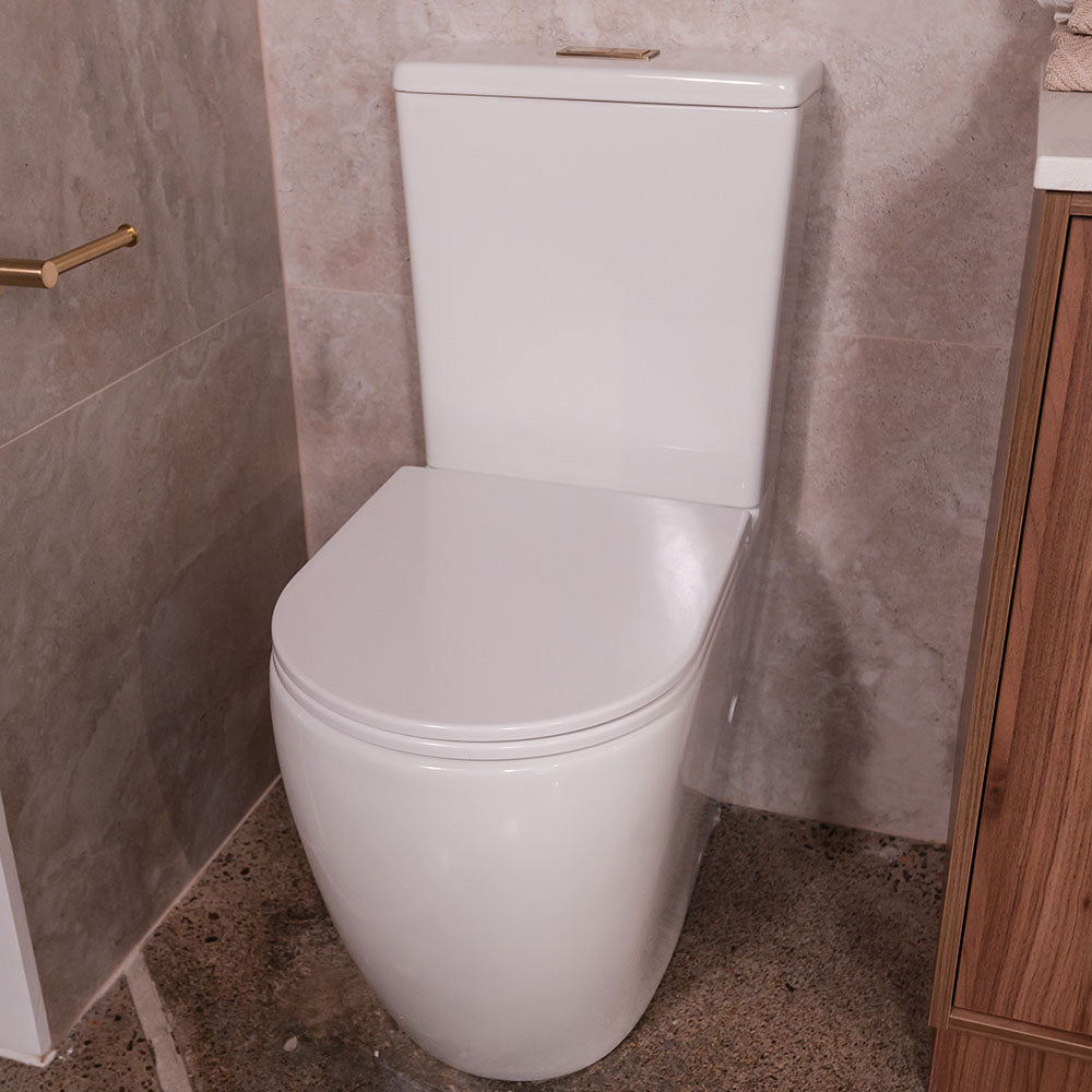 Alix Back-to-Wall Toilet Suite, Gloss White with Slim Seat