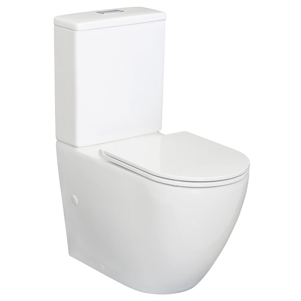 Alix Back-to-Wall Toilet Suite, Gloss White with Slim Seat