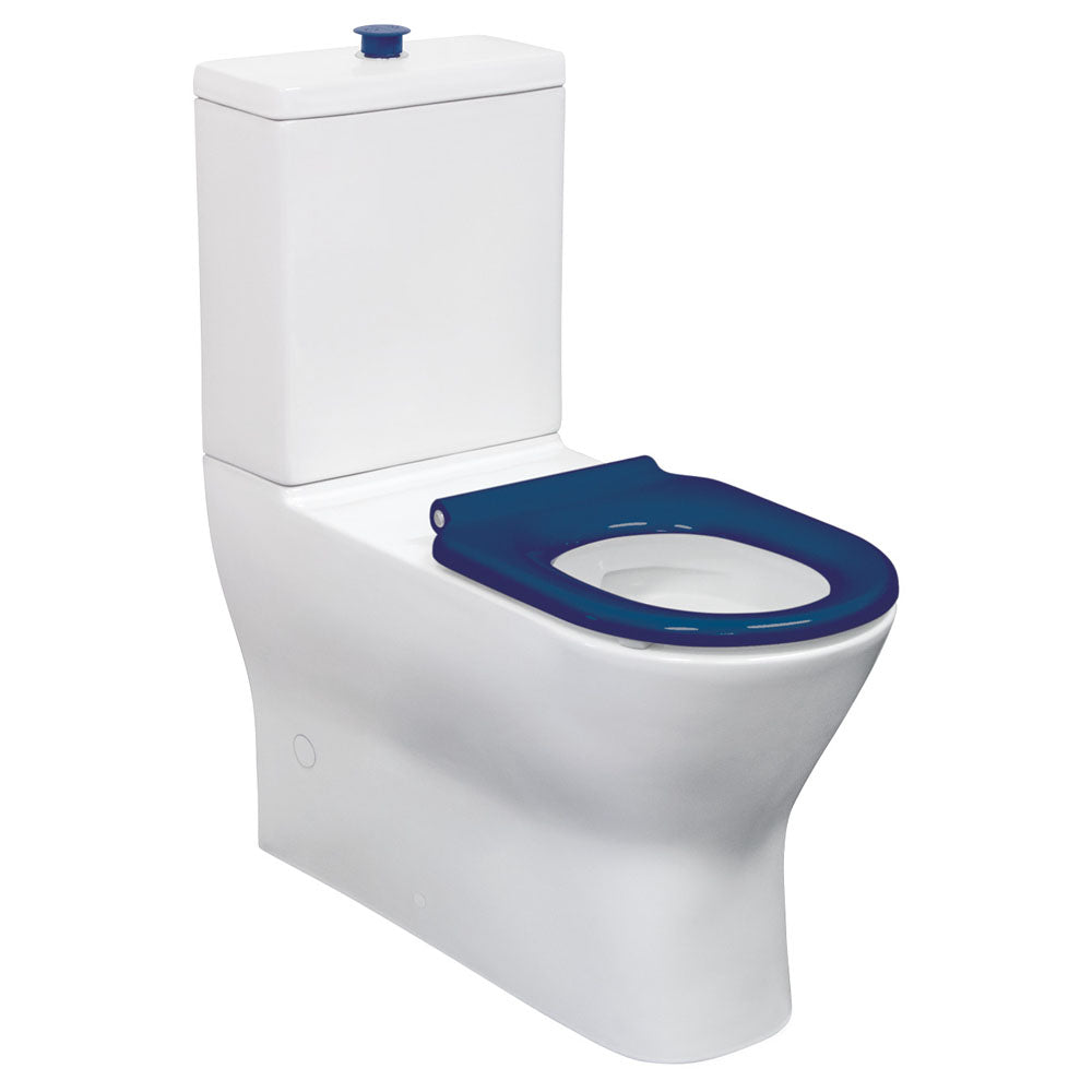 Delta Care Back-to-Wall Toilet Suite, Gloss White with Blue Seat