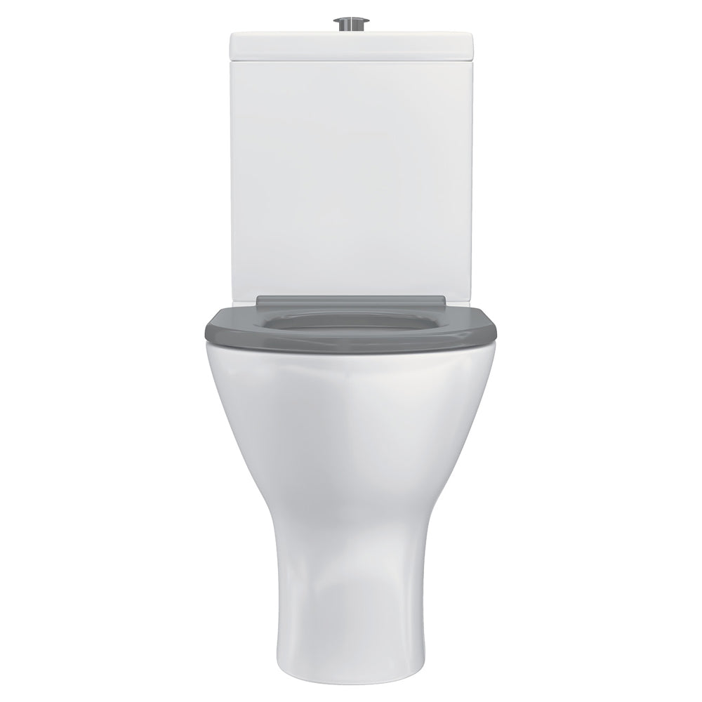 Delta Care Back-to-Wall Toilet Suite, Gloss White with Grey Seat