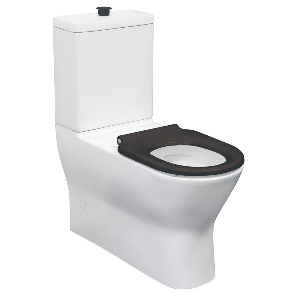 Delta Care Back-to-Wall Toilet Suite, Gloss White with Black Seat
