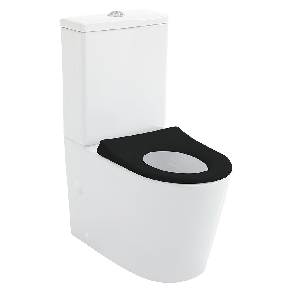 Isabella Junior Tornado Flush Back-to-Wall Toilet Suite, Black Seat with Anti-Vandal Kit