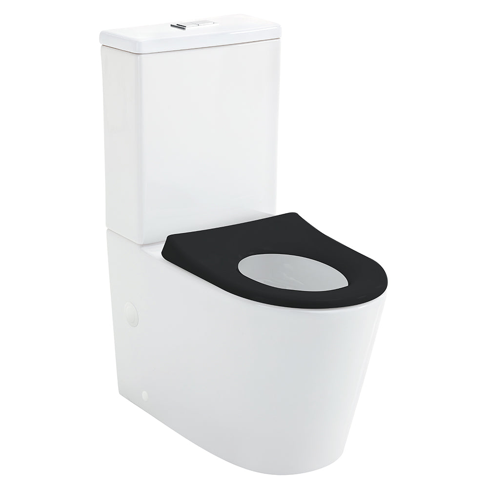 Isabella Junior Tornado Flush Back-to-Wall Toilet Suite, Black Seat