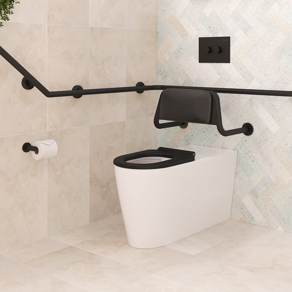Isabella Care Wall-Faced Toilet Suite, Gloss White with Black Seat