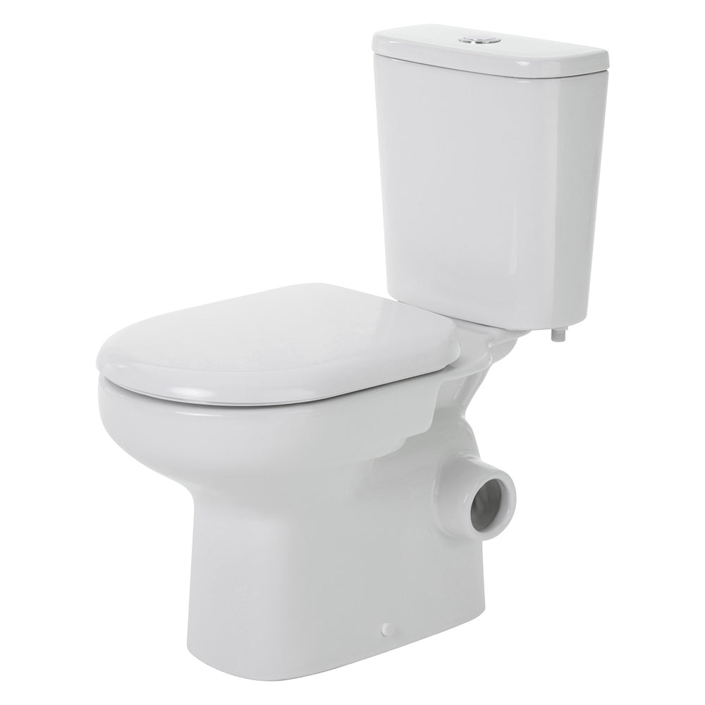 Petra Close-Coupled Toilet Suite, Right Skew Trap, Gloss White