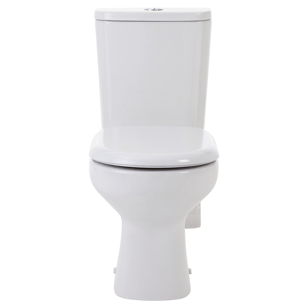 Petra Close-Coupled Toilet Suite, Right Skew Trap, Gloss White