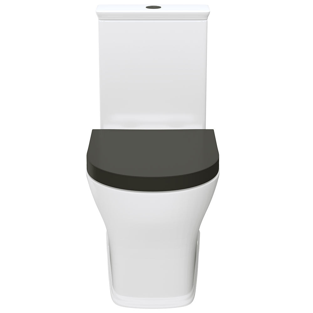 Lillian Tornado Flush Back-to-Wall Toilet Suite, Gloss White with Black Seat
