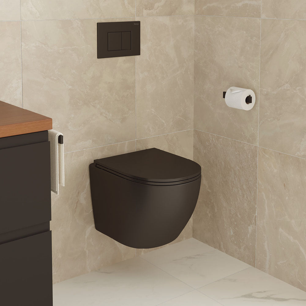 Koko Tornado Flush Wall Hung Toilet Suite, Matte Black