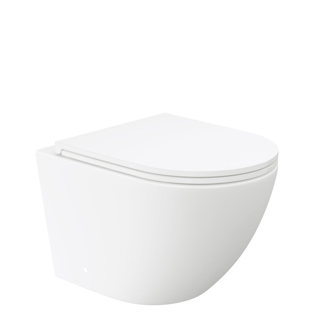 Koko Tornado Flush Wall Hung Toilet Suite, Matte White with Slim Seat
